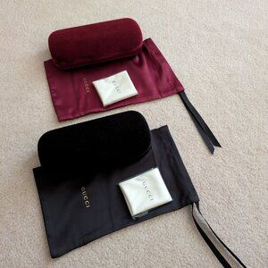 Gucci 2 Velvet Sunglasses Cases, Black and Burgundy